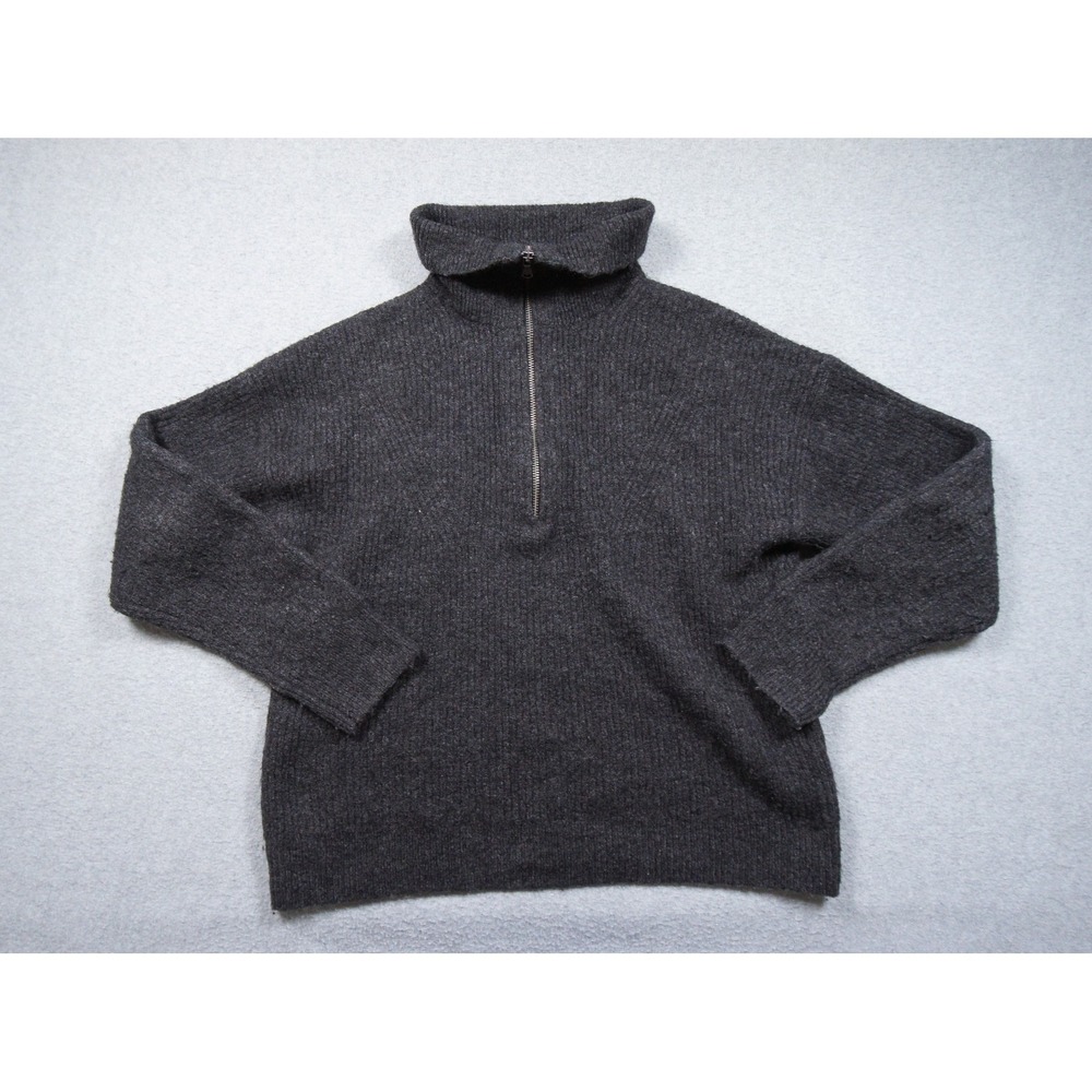 JCrew Sweater Womens Small Gray Quarter Zip Knit Alpaca Merino Wool Pullover